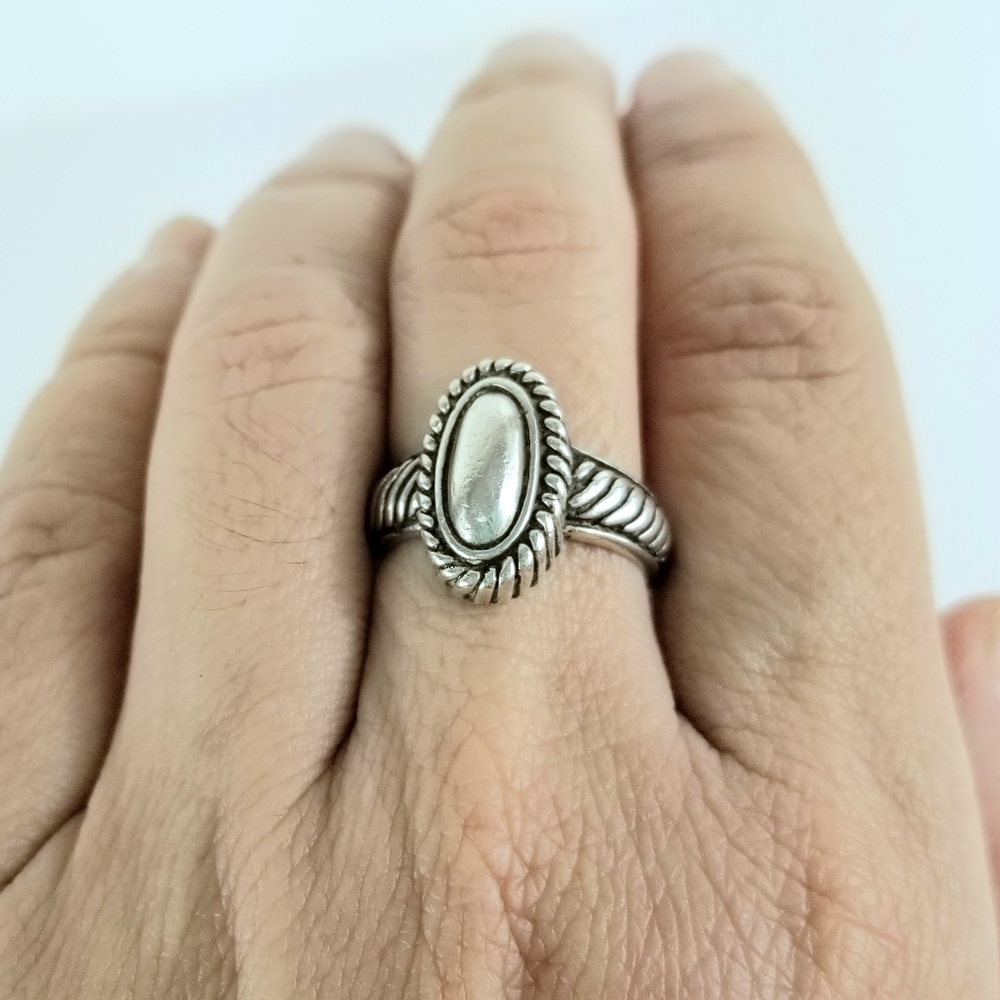 Sz 6 Brighton Sterling Silver Cable Long Cabochon Ring Retired - Picture 11 of 12